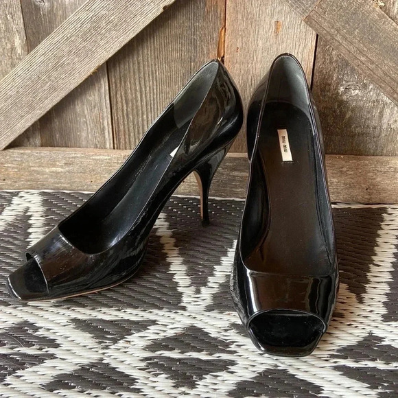 Miu Miu  | Peep Toe Patent Heels - Picture 1 of 10